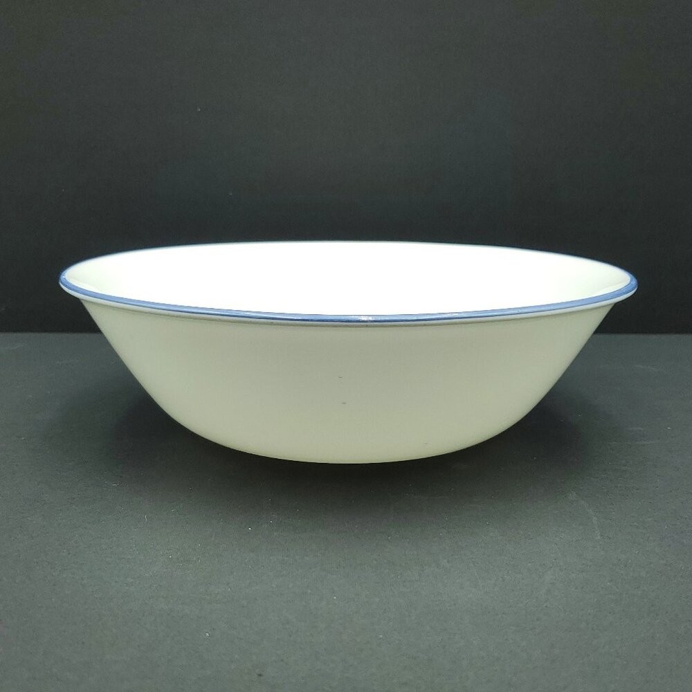 Corelle Slate Indigo Allegro Serving Bowl Blue Band White Medium Vegetable Bowl